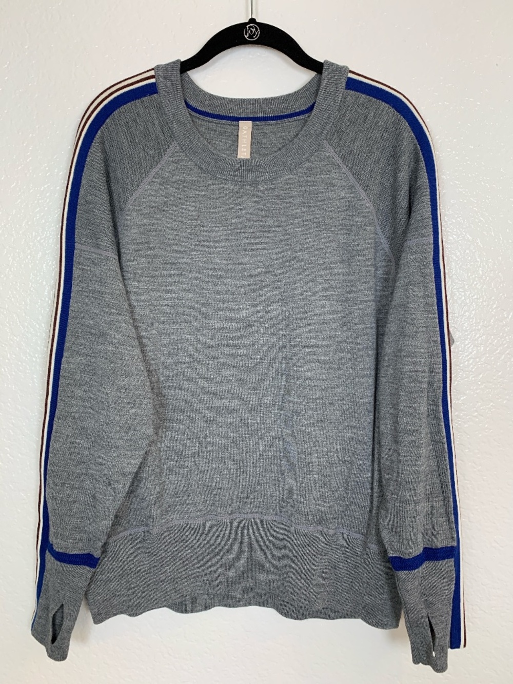 Athleta Canyon Colorblock Sweater Womens XL Thermolite Merino Grey Gray Athletic - Picture 2 of 15